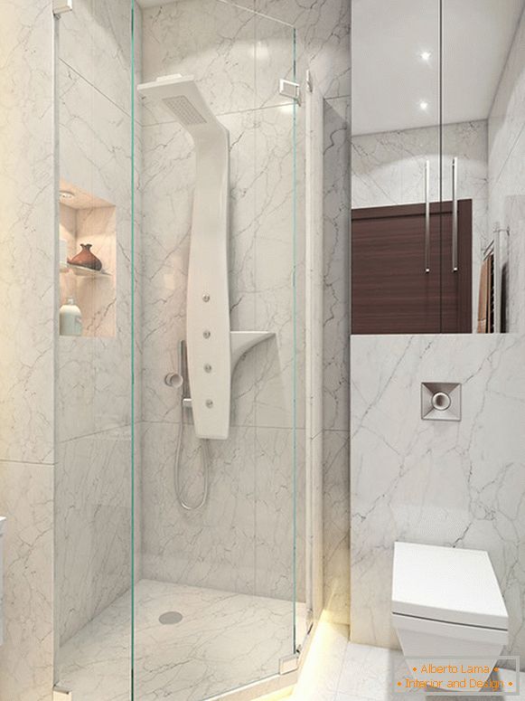 Ідея для маленької ванної кімнати - нестандартна душова кабіна
