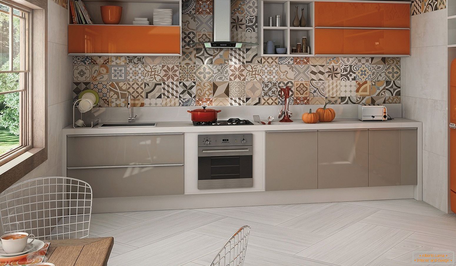 Дизайн плитки для кухни на пол и на фартук