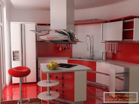Дизайн червоною кухні фото 21