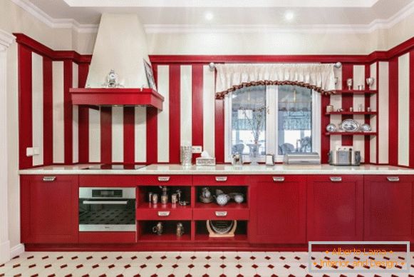 Дизайн червоною кухні фото 22