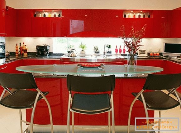 Кухня в червоних тонах фото 24