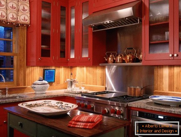 Красная кухня фото 6
