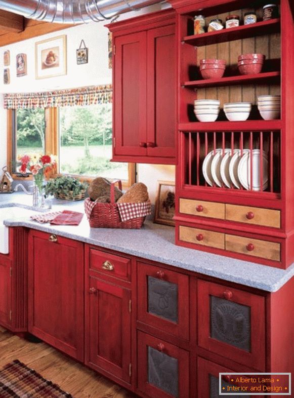 Красная кухня фото 7