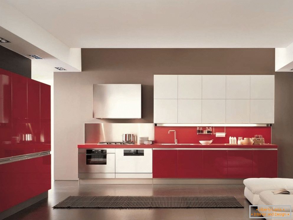 Червона кухня в стилі мінімалізм