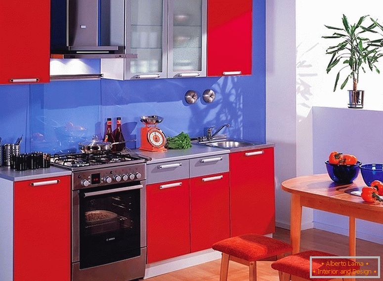 Сине-красная кухня
