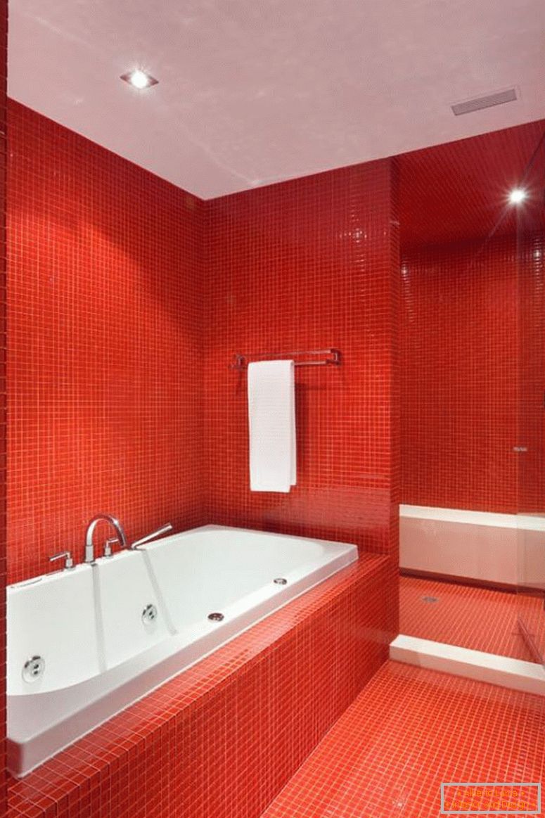 дизайн ванной комнаты красная плитка фото