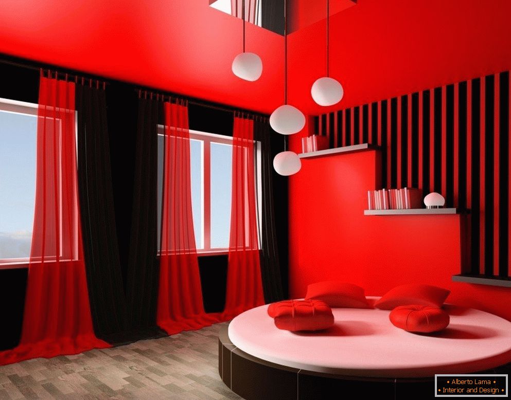 Червоно-чорний інтер'єр кімнати