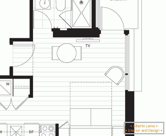 Планування маленької квартири-студії з балконом