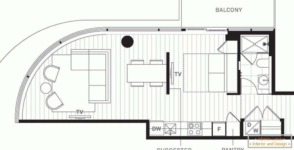 Планування маленької квартири-студії з балконом