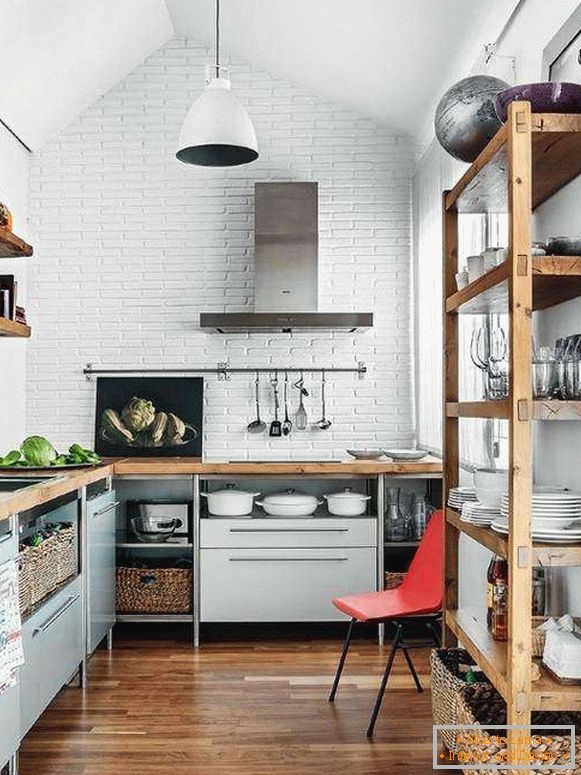 Маленька кухня в стилі лофт - фото інтер'єру