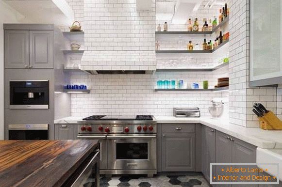 Дизайн плитки в стилі лофт для кухні - фото в інтер'єрі