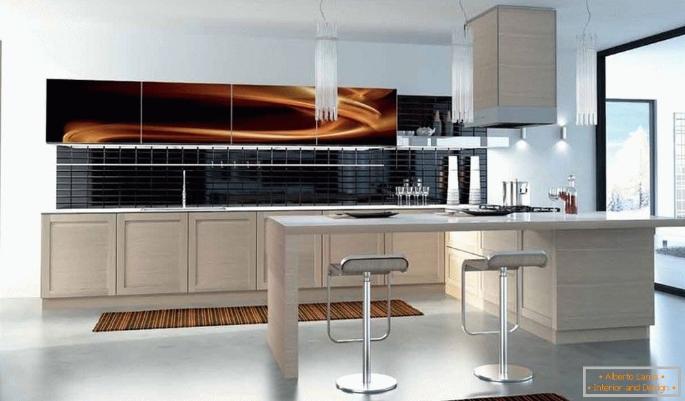 Світла меблі на кухні в стилі модерн