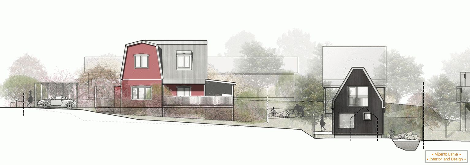 Фасади будинків в маленькому котеджному селищі - проект
