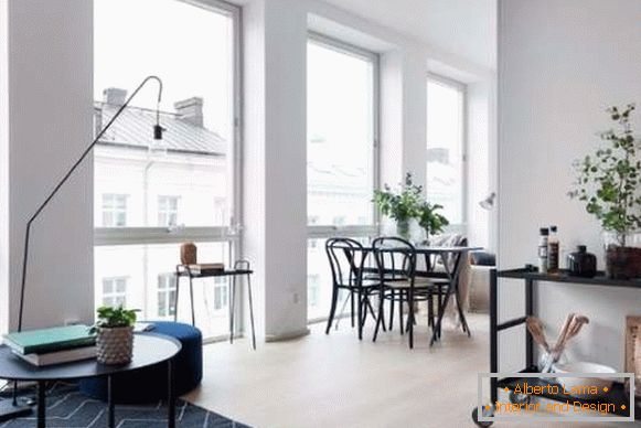 Дизайн маленької квартири студії 30 кв м - фото вітальні і обідньої зони