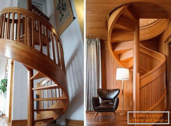 Гвинтові міжповерхові сходи з дерева в приватному будинку
