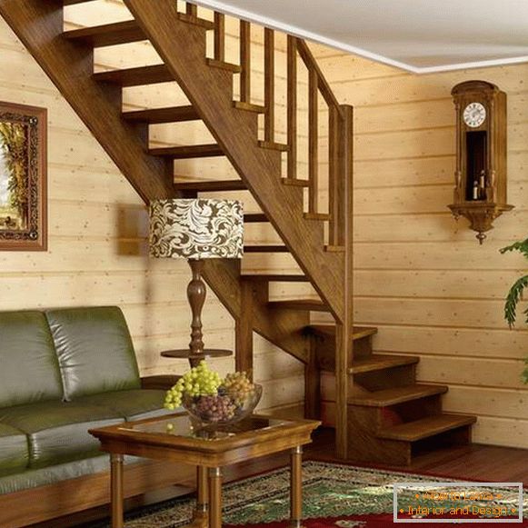 Міжповерхові дерев'яні сходи в приватному будинку - фото дизайну в сучасному стилі
