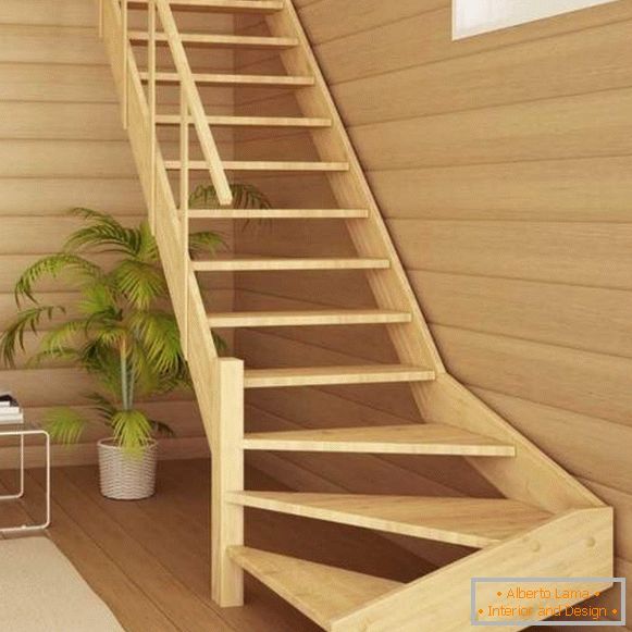 Дерев'яні сходи в приватному будинку - фото в сучасному стилі
