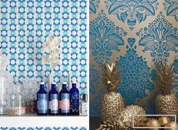 Модні шпалери для стін 2016 року - фото в синьому кольорі