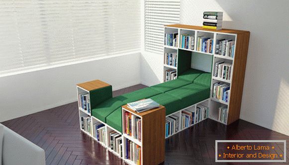 Ліжко з книжковими полицями