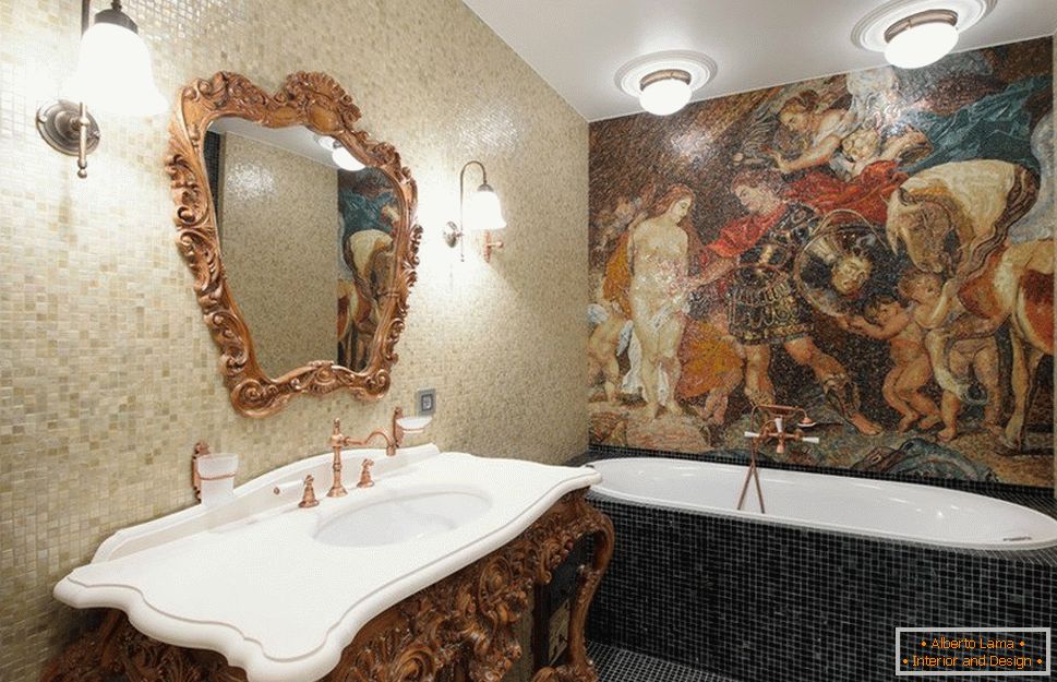 Малюнок з мозаїки у ванній