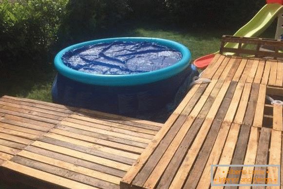 Як оформити надувний басейн на ділянці - на фото дитячий басейн