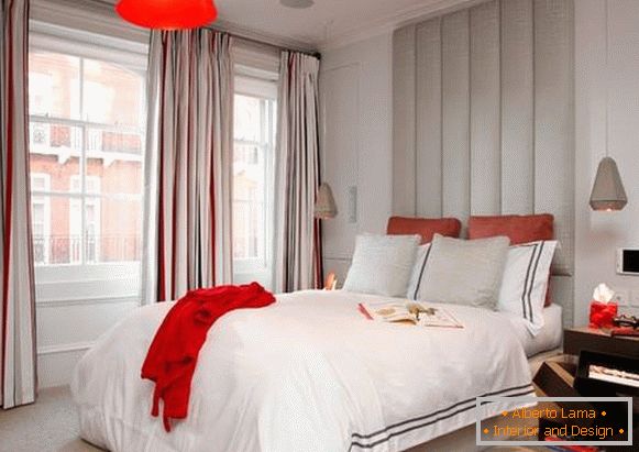 Ліжко з високим м'яким узголів'ям - фото в сучасному стилі