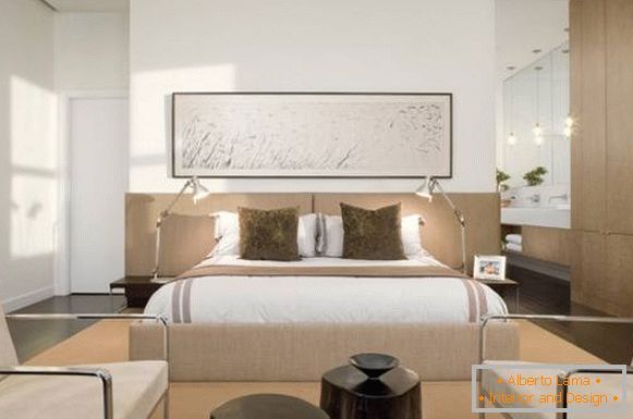 Ліжка з м'яким узголів'ям в інтер'єрі - фото в сучасному стилі