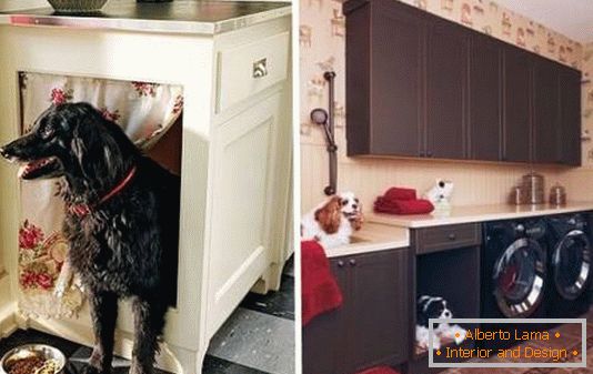 Місце для собаки в кухонному шафці