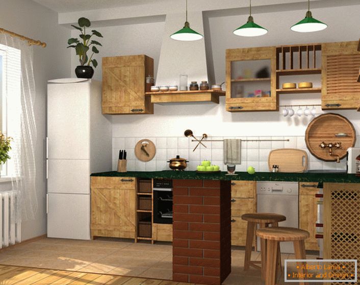 Дизайнерський проект для невеликої кухні в міській квартирі або приватному будинку. 