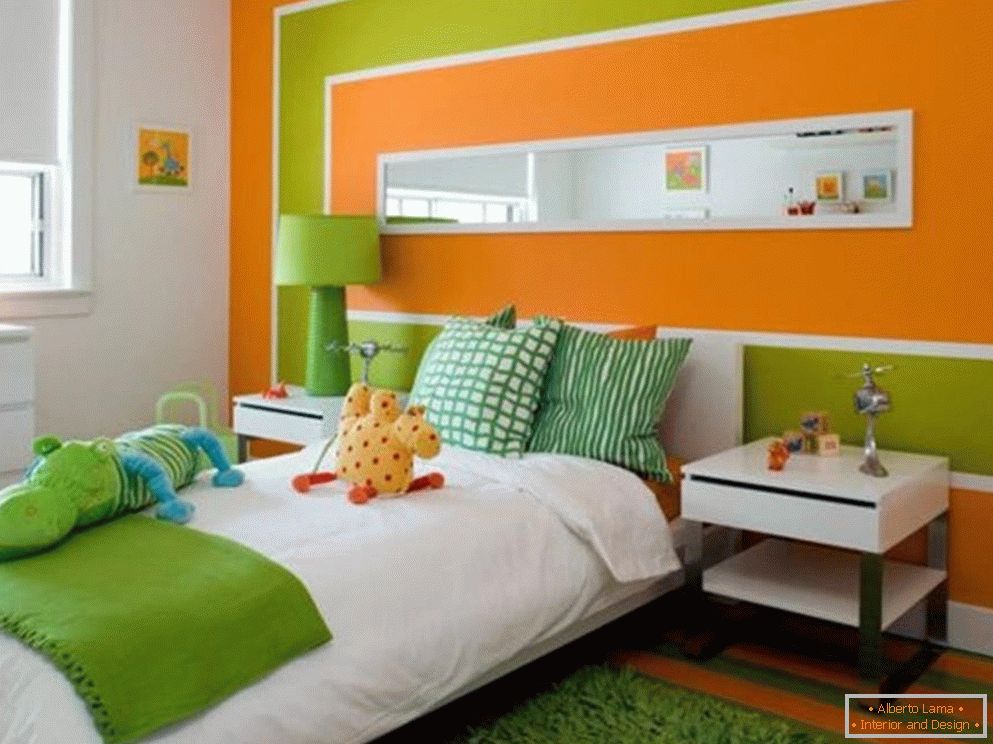 Зелений і оранжевий колір, поєднання в дитячій