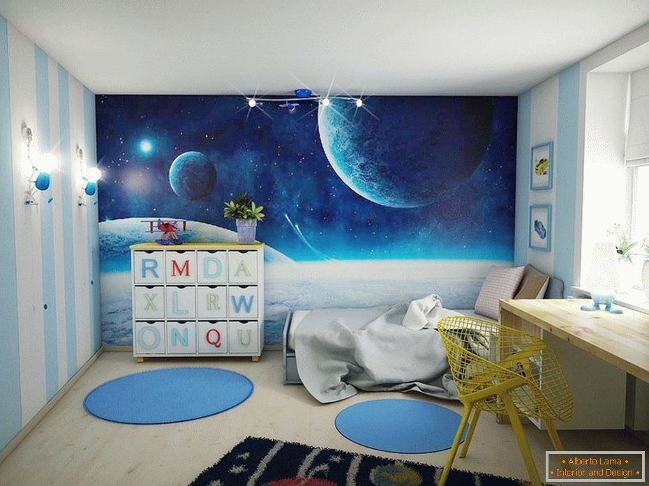 Кімната для хлопчика в космическом декоре