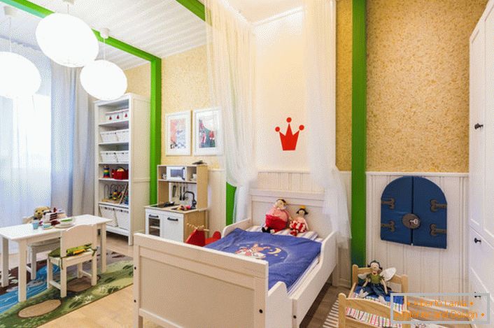 Скандинавський стиль кантрі дитячої кімнати.