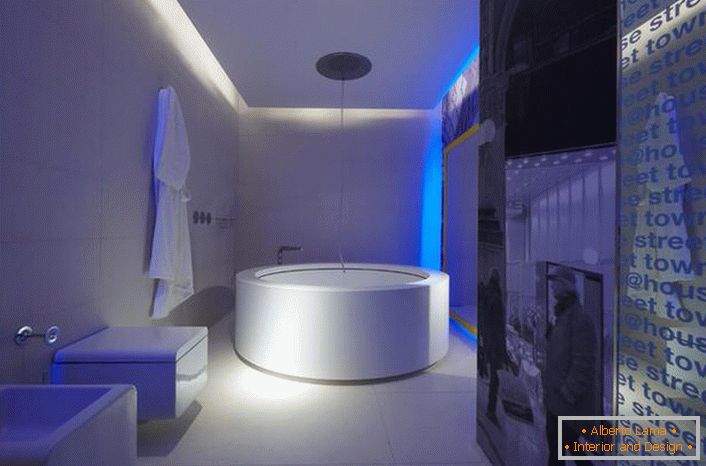Класичний варіант сантехніки для ванної в стилі хай тек.