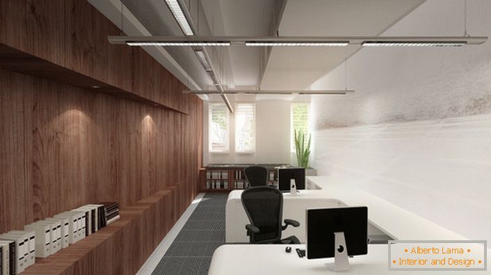 Робочі зони в офісі висвітлюють розумні світлодіодні світильники, здатні підтримувати задані параметри.