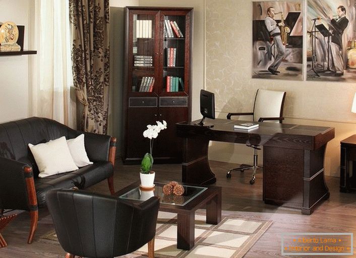 Автентичні меблі в стилі модерн для кабінету відтворює затишок минулих років. 