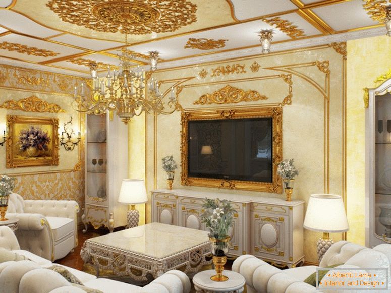 Гостьова кімната оформлена в кращих традиціях стилю бароко.