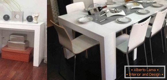 розкладний стіл консоль білого кольору