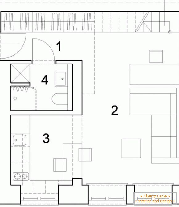Планування першого рівня дворівневої квартири