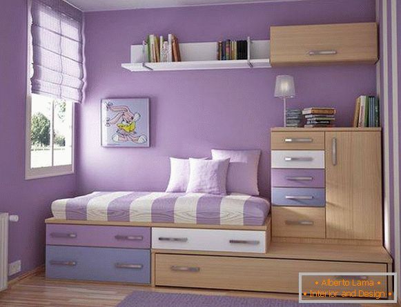 Дизайн дитячої кімнати в фіолетових тонах