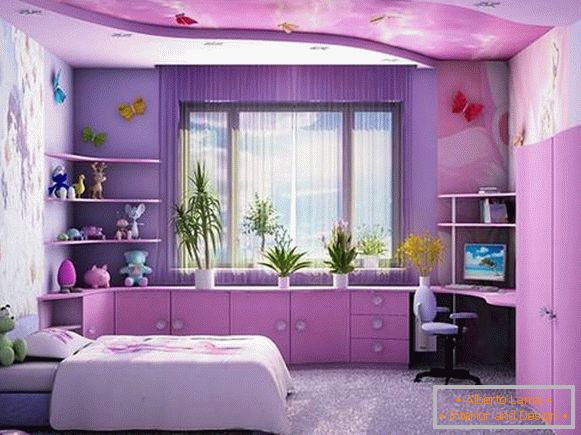 Фіолетовий колір в інтер'єрі дитячої кімнати