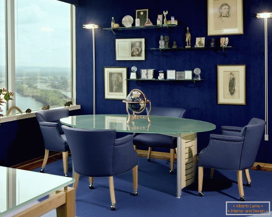 Синій колір в інтер'єрі кабинета