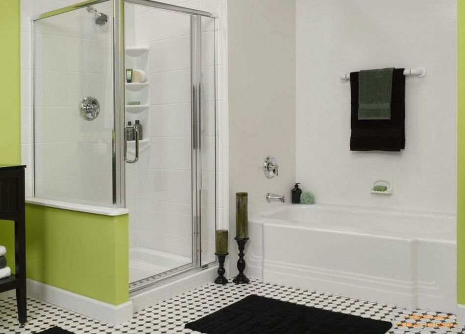 Чорно-біла ванна з зеленим