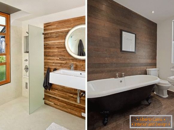 Дерев'яні панелі для внутрішньої обробки стін - фото ванної кімнати