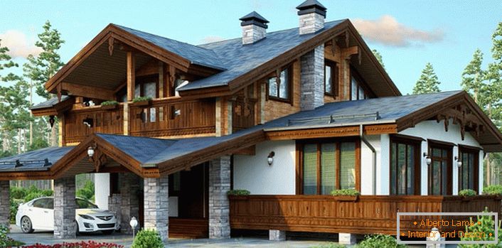 Проект будинку в стилі шале - ідеальний варіант заміської нерухомості.