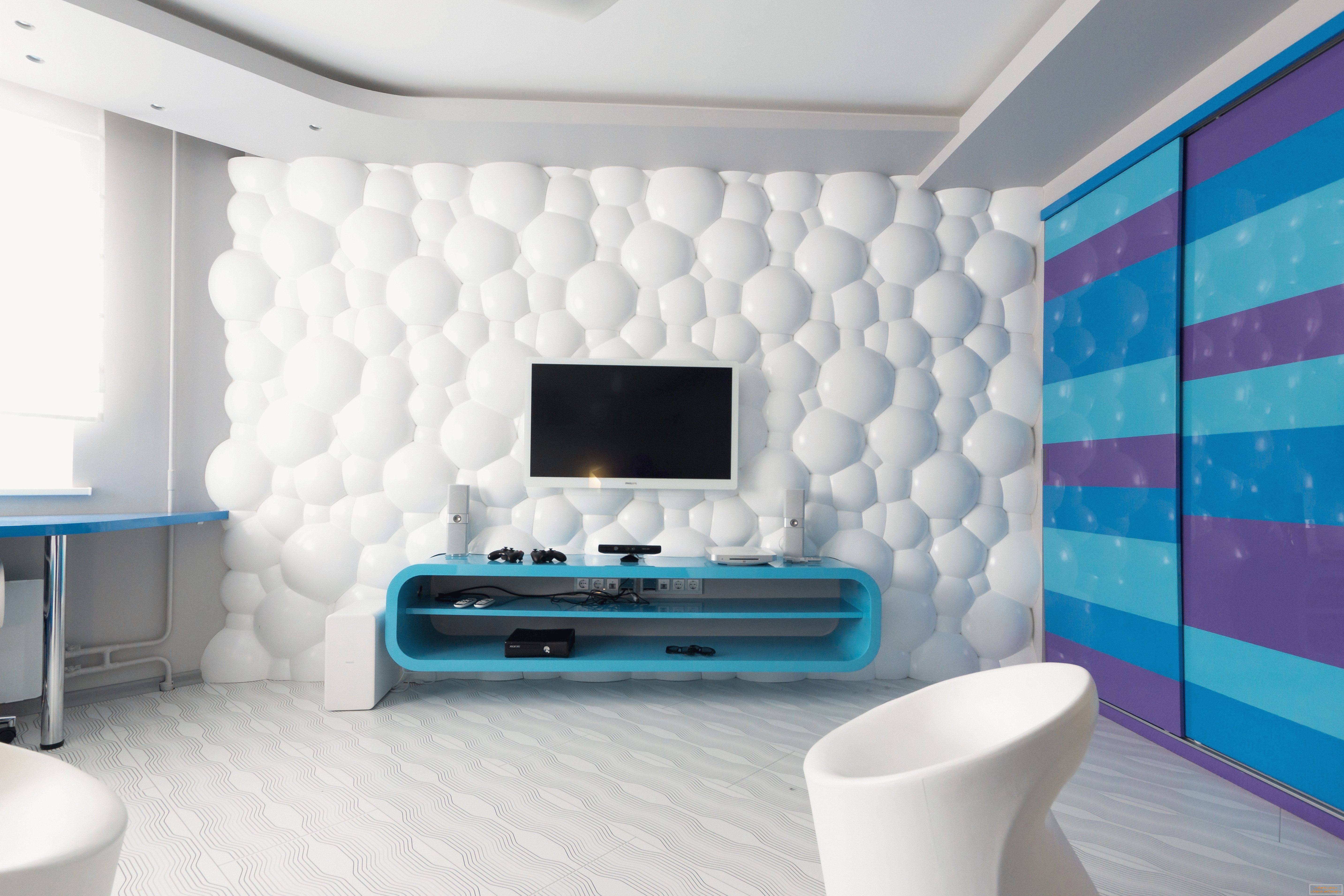Дизайн кімнати в біло-синьому кольорі