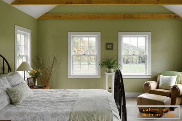 Дизайн спальні в стилі прованс - фото в зеленому кольорі
