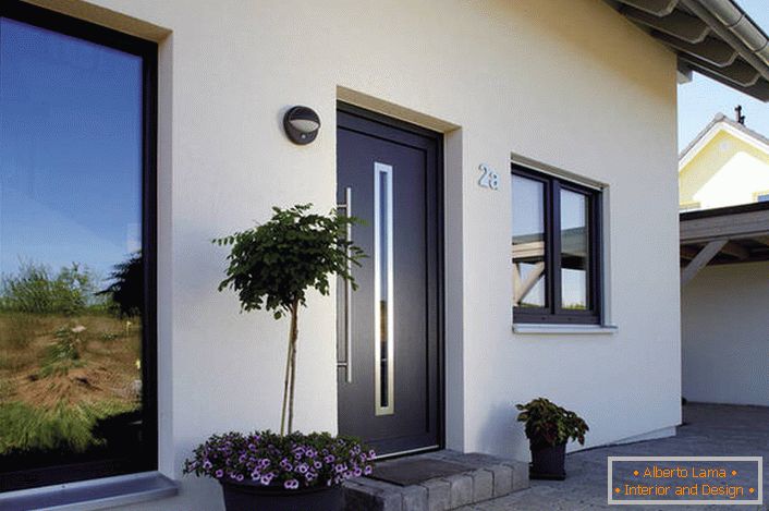 Вхідні металеві двері в стилі модерн для приватного будинку - функціональне і естетично привабливе рішення.