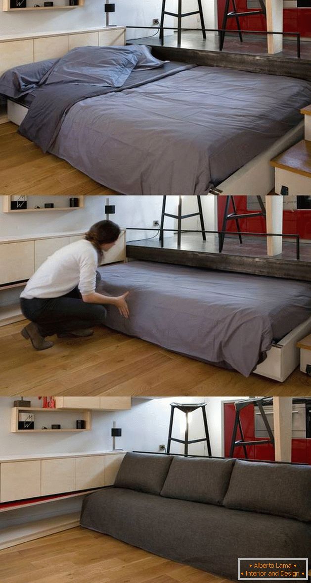 Захована ліжко в квартирі-студії