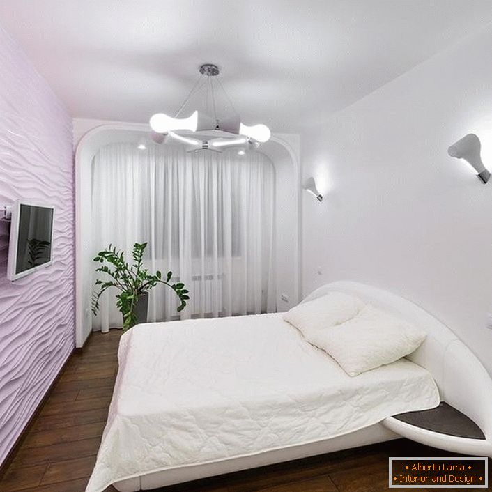 Рожевий колір для спальні в стилі хай-тек