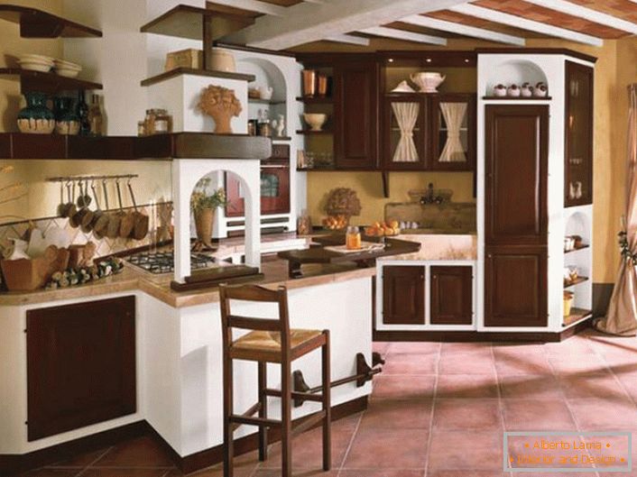 Кухня в стилі кантрі в заміському будинку в одній з провінцій Франції. Простора, світла кухня - мрія будь-якої господині.